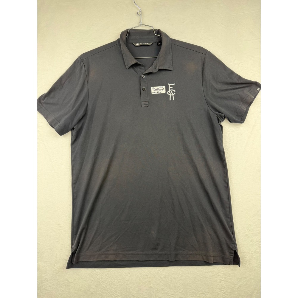 Travis Mathew Mens XL Charcoal Grey LCA Logo Golf Polo Short Sleeve Shirt